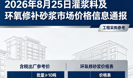 上栗2026年8月25日灌浆料及环氧修补砂浆市场价格信息通报